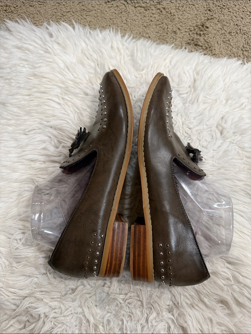 Anthropologie Mi.iM The Adline Tasseled Brown Studded Loafer Size 9 - Picture 3 of 8
